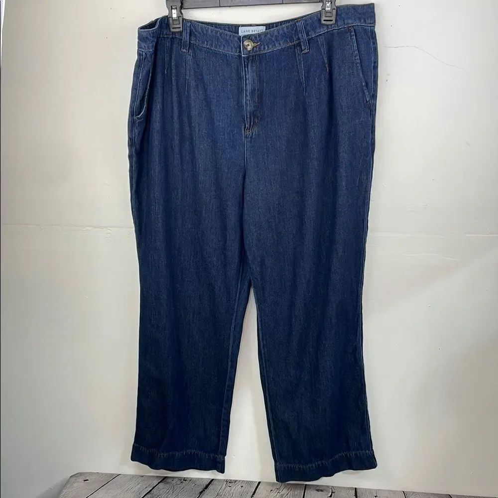Lane Bryant Mid Rise Wide Leg Dark Wash Blue Denim Jeans size 20 plus size